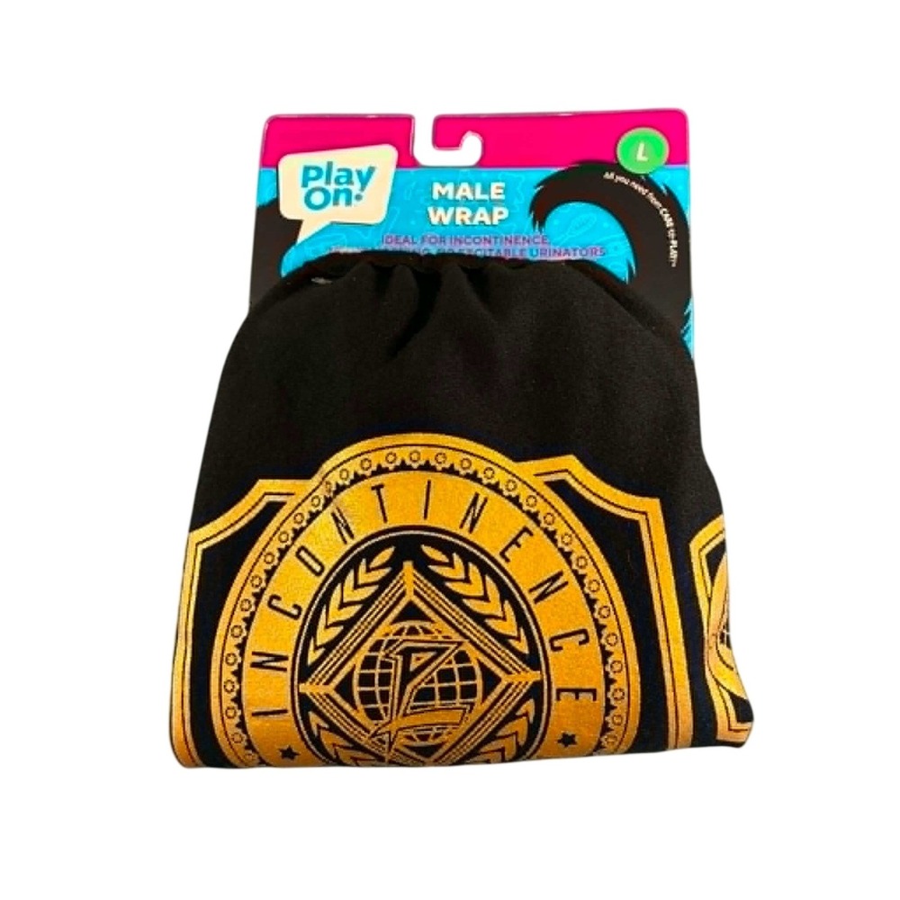 Play On Male Dog Diaper Wrap Large Black Champion Adjustable Incontinence